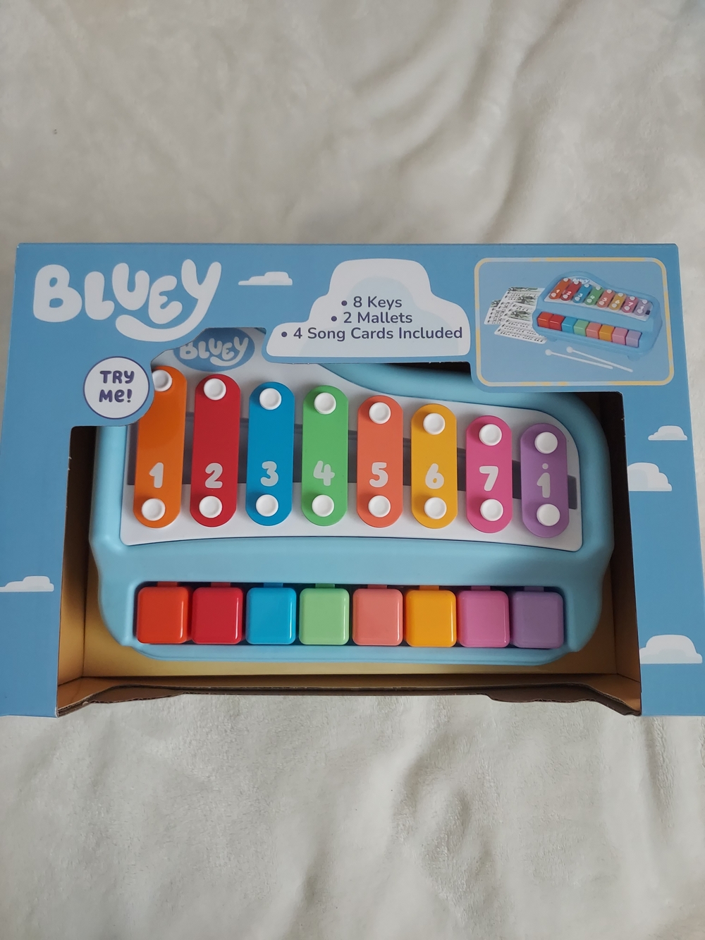 Bluey Kids Rainbow Xylophone Play Along Piano Toy Interactive Music Creativity